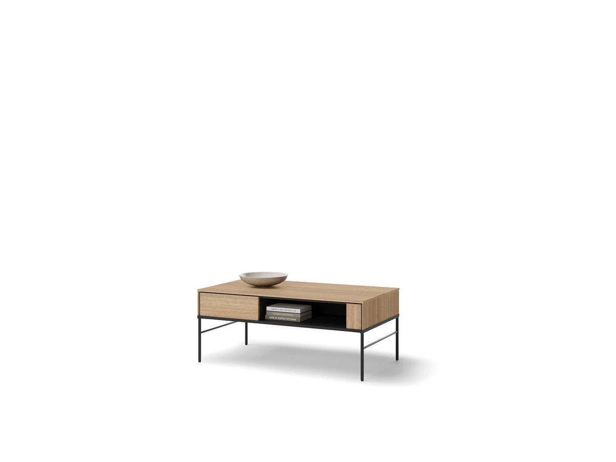 Table basse 110 cm VERONA effet chêne avec niche