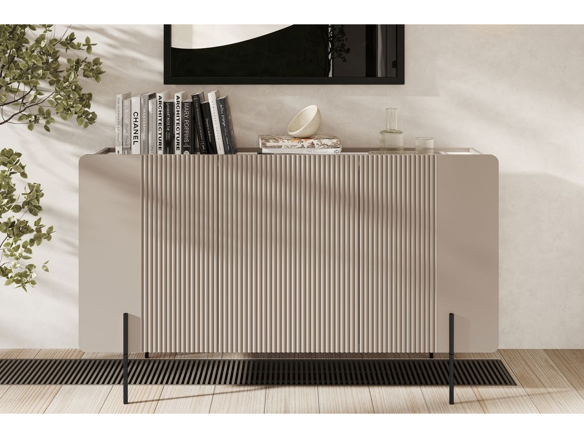 MATHILDE 3-deurs dressoir 150 cm met marmerlook bovenblad en zwarte poten