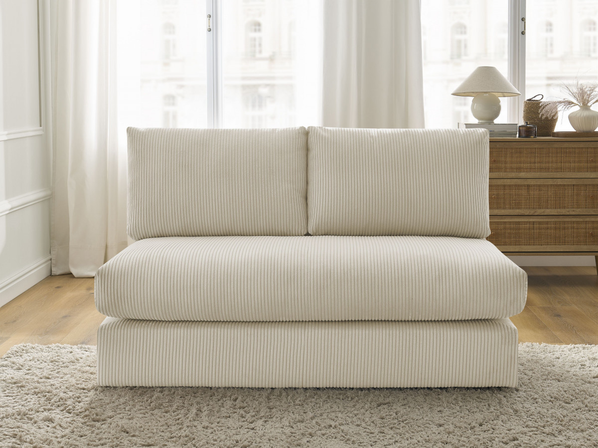 Chauffeuse 2 places pour canapé modulable PARIS velours côtelé beige BOBOCHIC 2 places - Vue supplémentaire 3