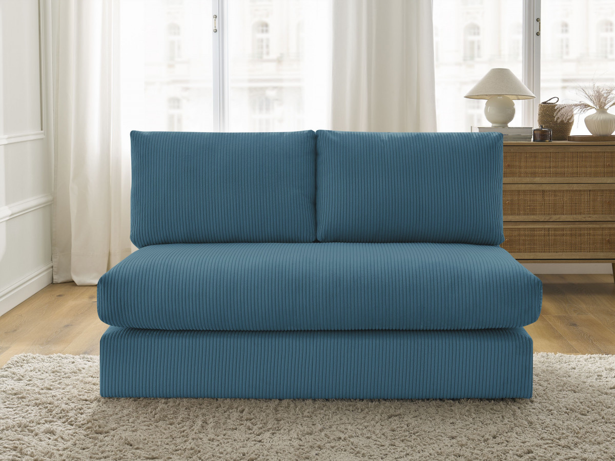 Chauffeuse 2 places pour canapé modulable PARIS velours côtelé bleu clair BOBOCHIC 2 places - Vue supplémentaire 3