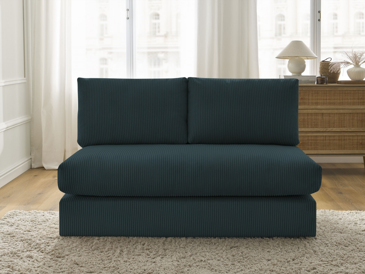 Chauffeuse 2 places pour canapé modulable PARIS velours côtelé bleu foncé BOBOCHIC 2 places - Vue supplémentaire 3