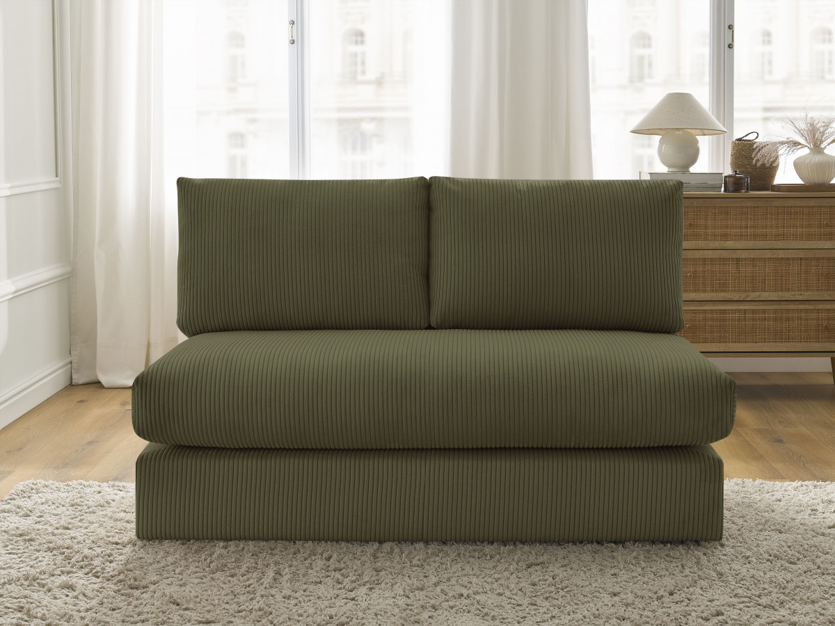 Chauffeuse 2 places pour canapé modulable PARIS velours côtelé vert BOBOCHIC 2 places - Vue supplémentaire 3