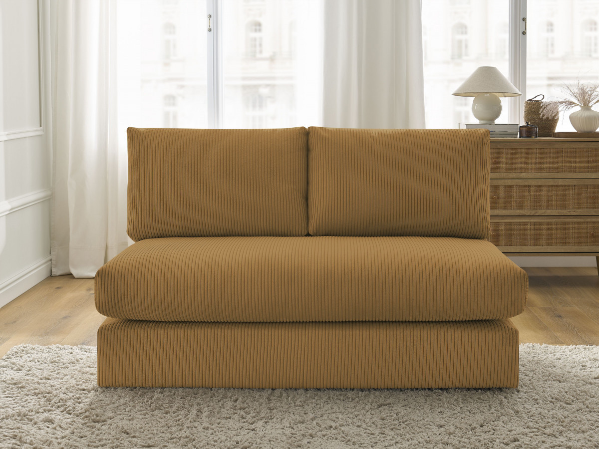 Chauffeuse 2 places pour canapé modulable PARIS velours côtelé jaune BOBOCHIC 2 places - Vue supplémentaire 3