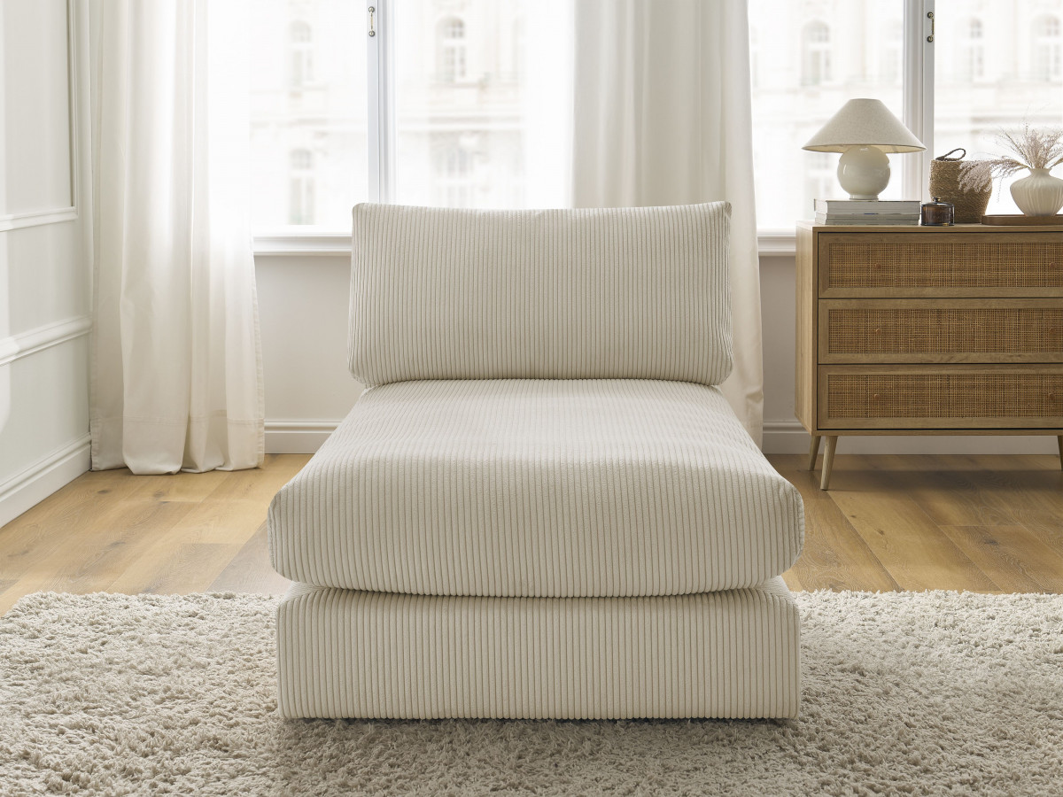 Méridienne pour canapé modulable PARIS velours côtelé beige BOBOCHIC 1 places - Vue supplémentaire 3