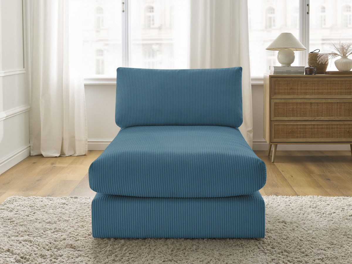 Méridienne pour canapé modulable PARIS velours côtelé bleu clair BOBOCHIC 1 places - Vue supplémentaire 3