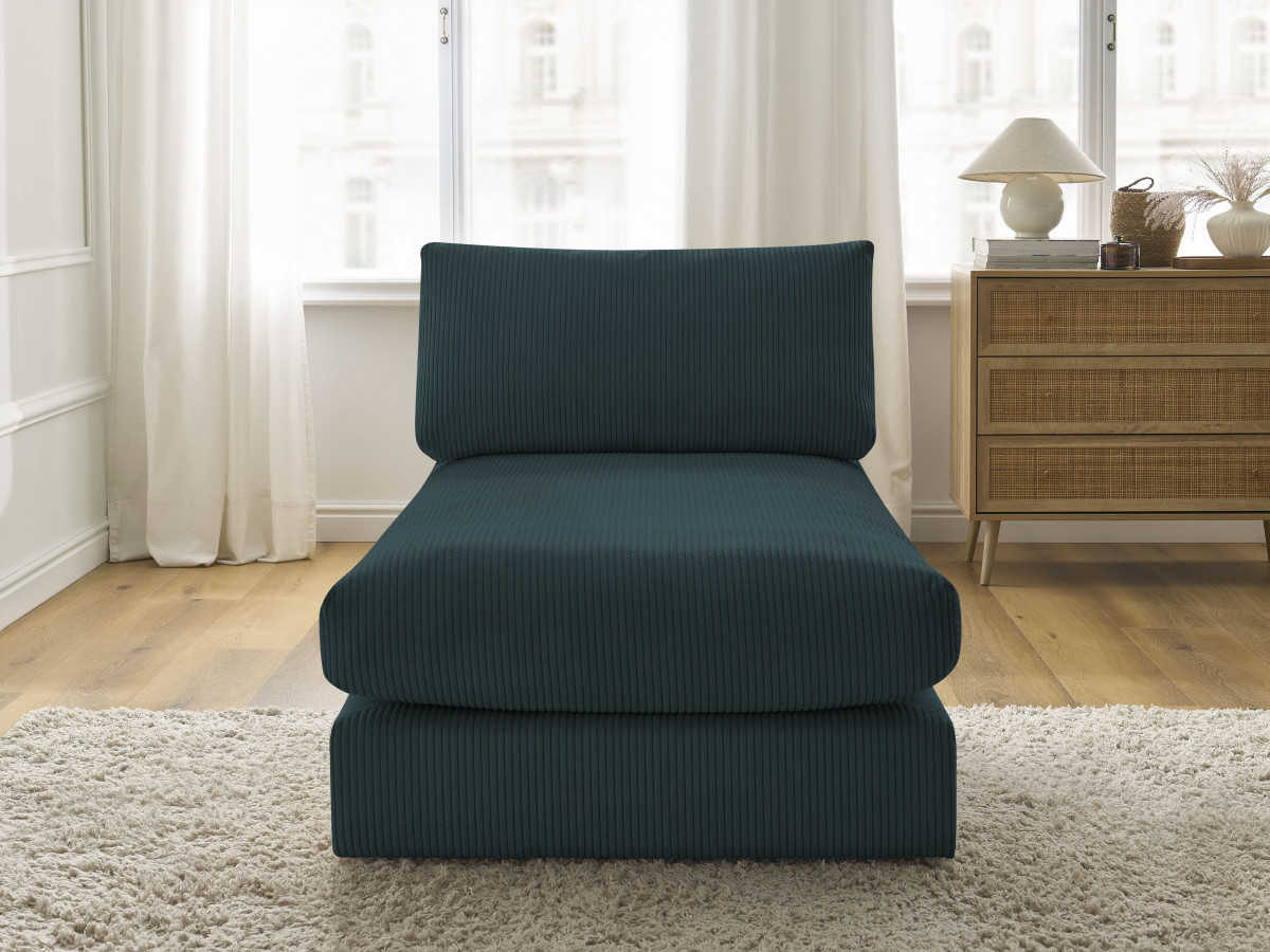 Méridienne pour canapé modulable PARIS velours côtelé bleu foncé BOBOCHIC 1 places - Vue supplémentaire 3