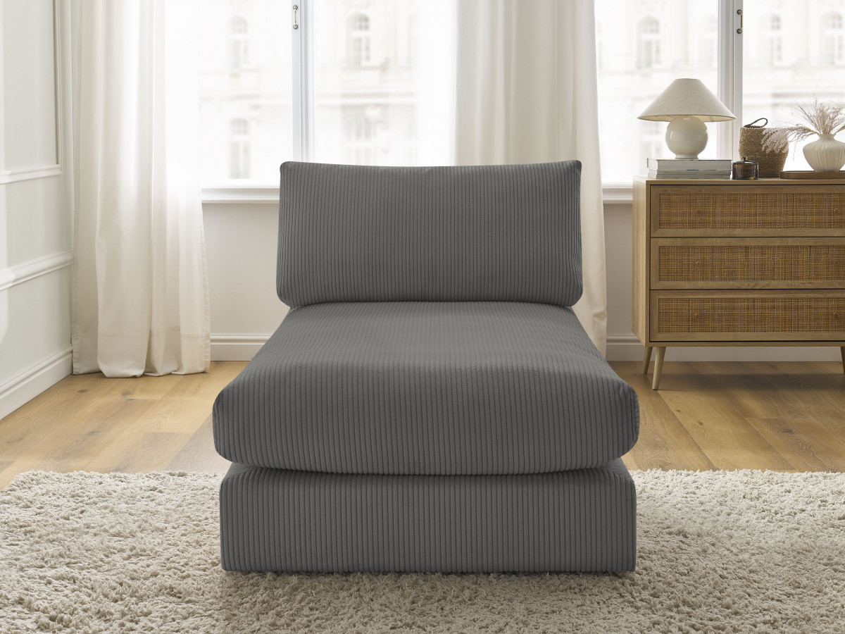 Méridienne pour canapé modulable PARIS velours côtelé gris foncé BOBOCHIC 1 places - Vue supplémentaire 3