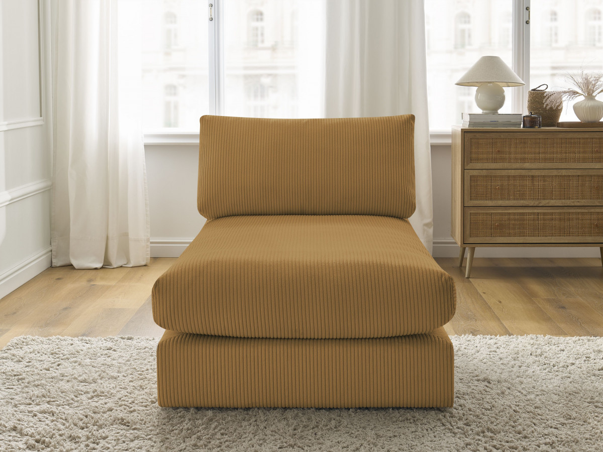 Méridienne pour canapé modulable PARIS velours côtelé jaune BOBOCHIC 1 places - Vue supplémentaire 3