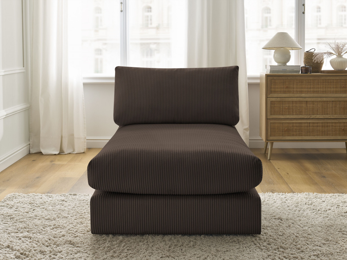 Méridienne pour canapé modulable PARIS velours côtelé marron BOBOCHIC 1 places - Vue supplémentaire 3