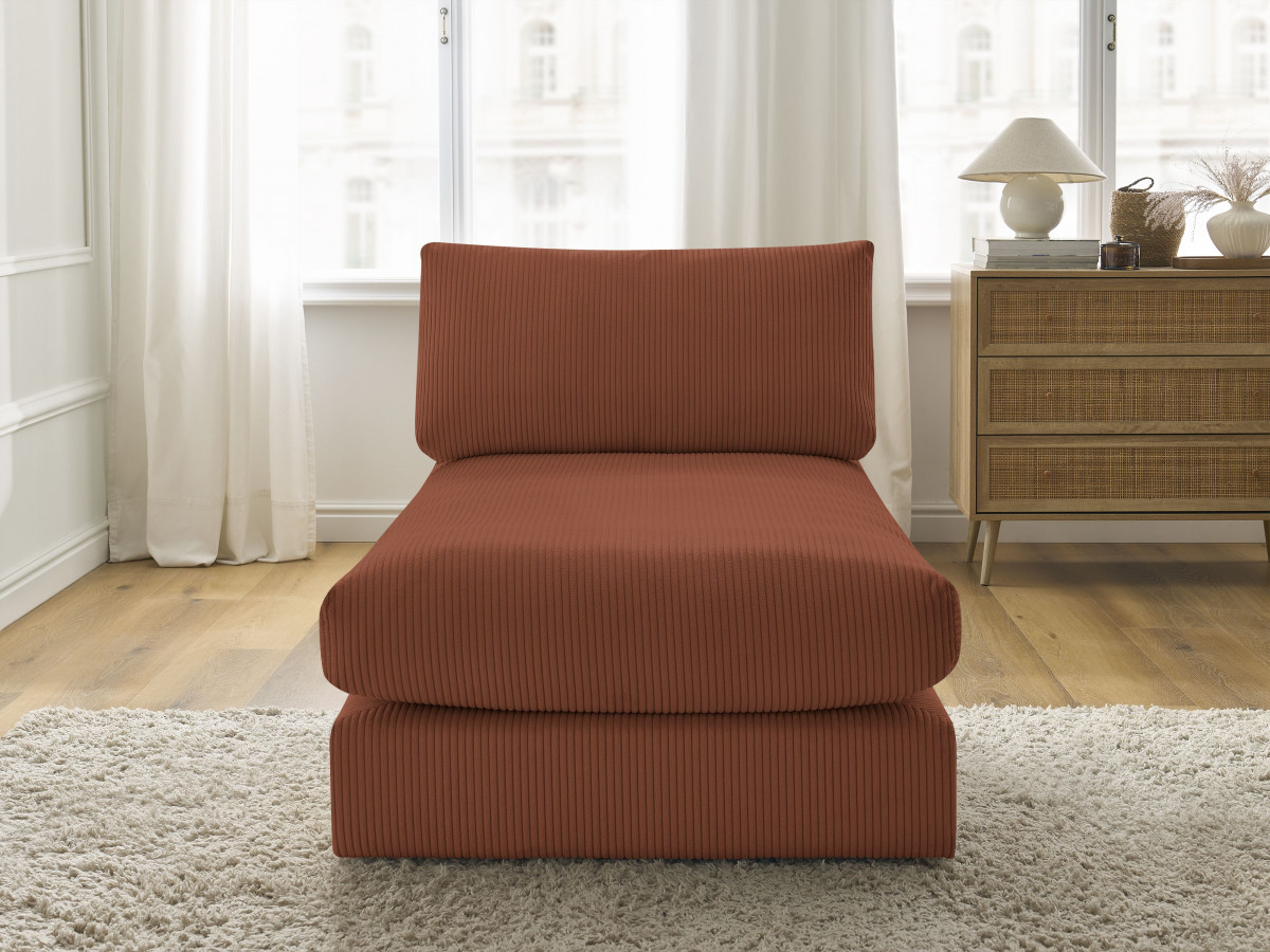 Méridienne pour canapé modulable PARIS velours côtelé orange   BOBOCHIC 1 places - Vue supplémentaire 3
