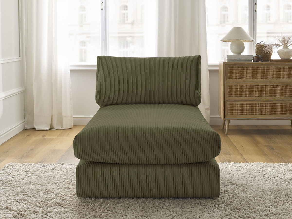 Méridienne pour canapé modulable PARIS velours côtelé vert BOBOCHIC 1 places - Vue supplémentaire 3