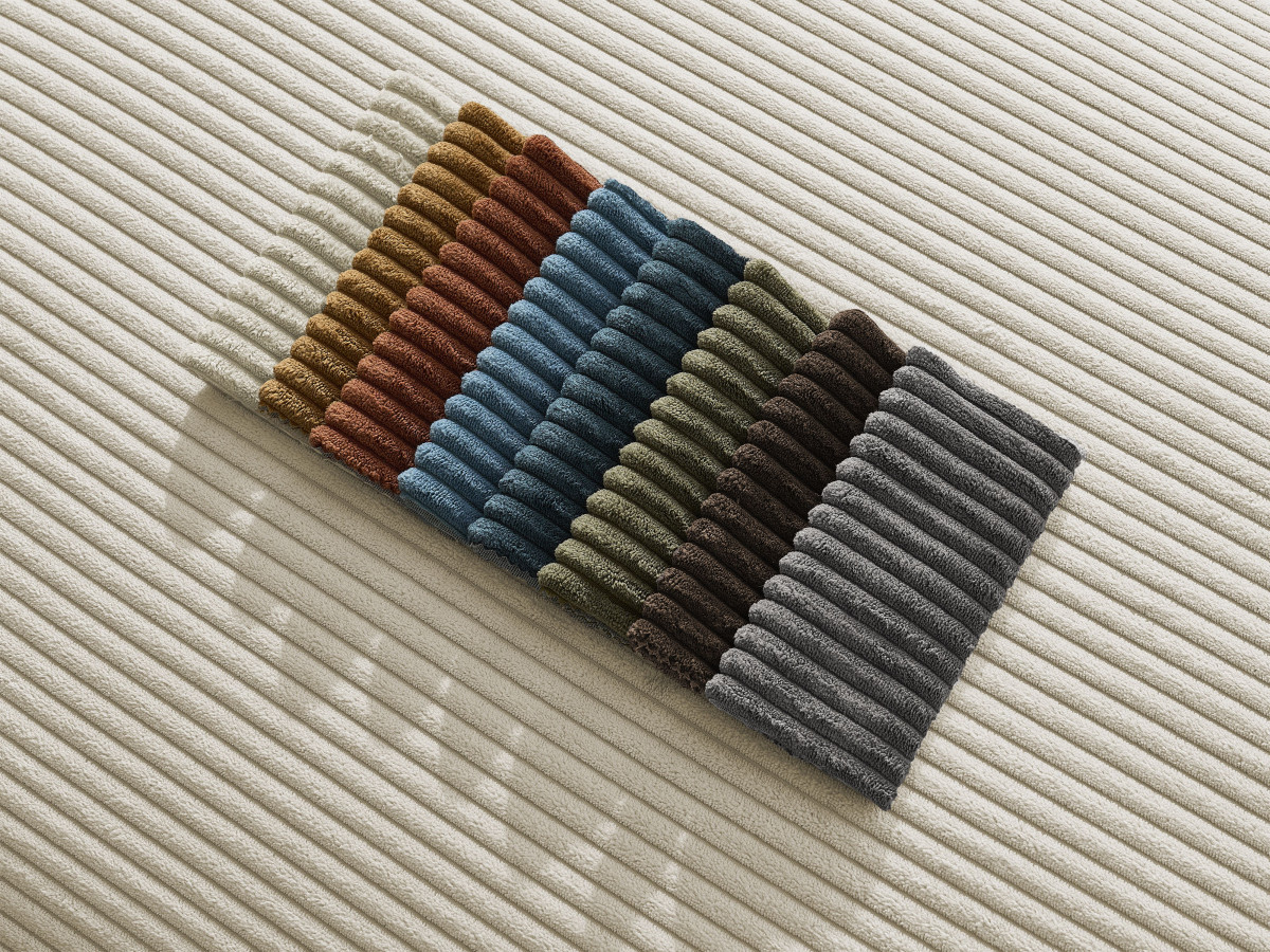 Canapé d'angle fixe EVEREST tissu chiné - Orange - Angle droit - 10 coussins