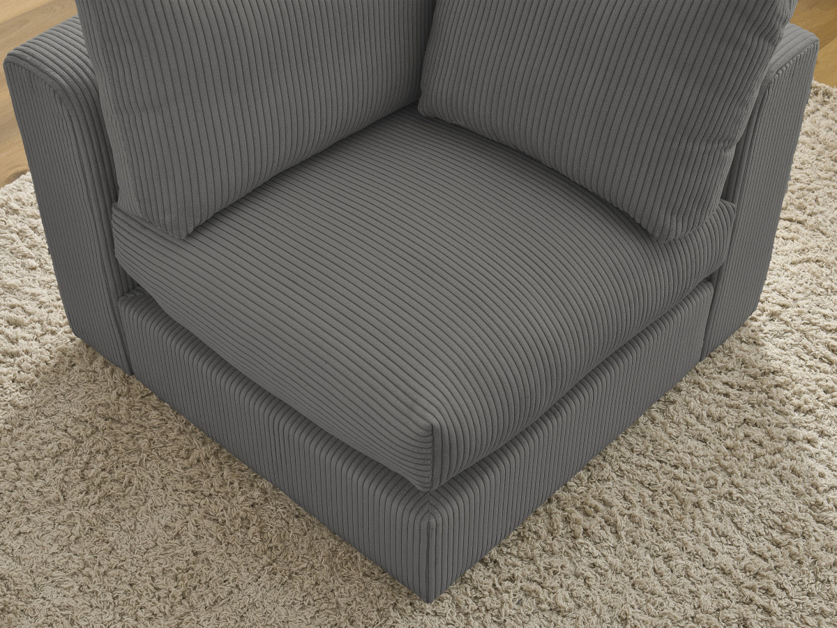 Canapé d'angle fixe EVEREST tissu chiné - Orange - Angle droit - 10 coussins