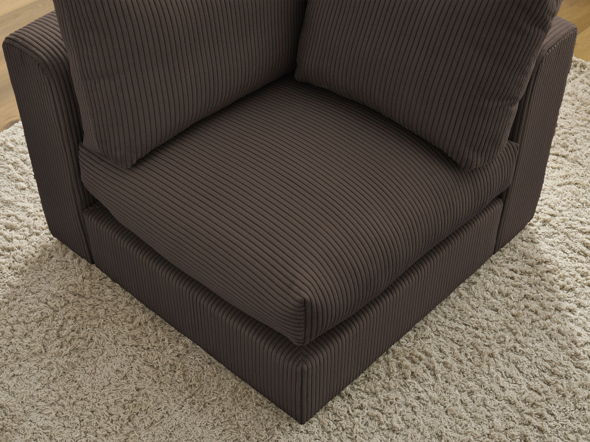 Canapé d'angle fixe EVEREST tissu chiné - Orange - Angle droit - 10 coussins