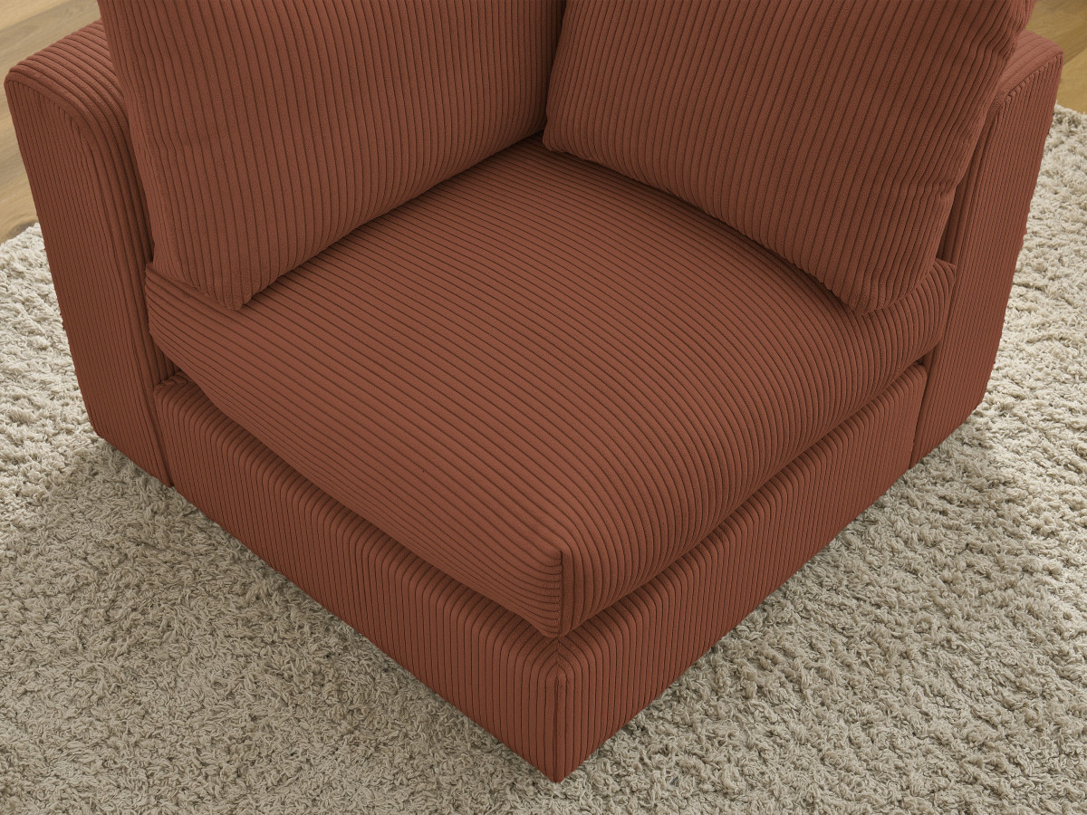 Canapé d'angle fixe EVEREST tissu chiné - Orange - Angle droit - 10 coussins