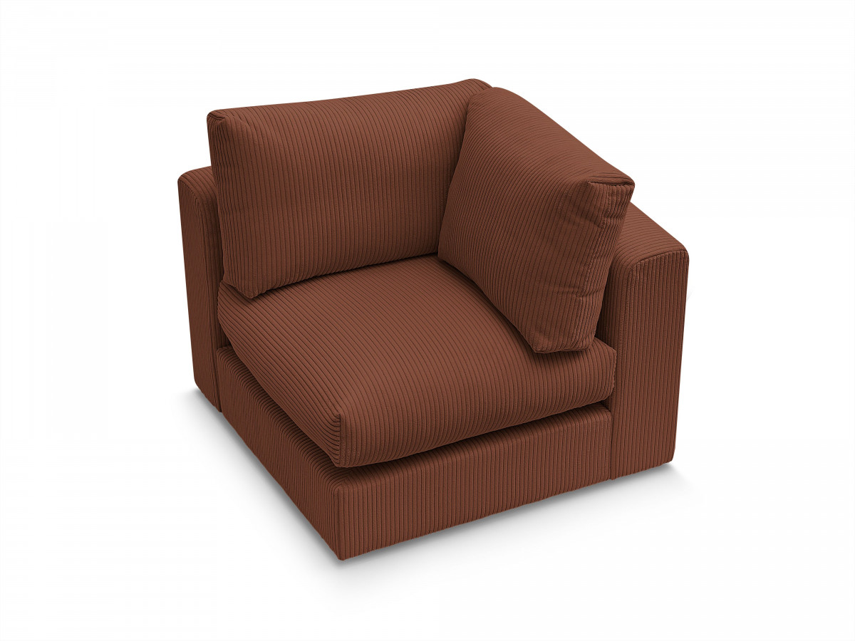 Canapé d'angle fixe EVEREST tissu chiné - Orange - Angle droit - 10 coussins