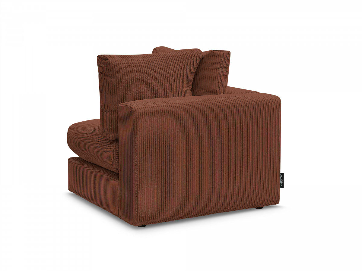 Canapé d'angle fixe EVEREST tissu chiné - Orange - Angle droit - 10 coussins