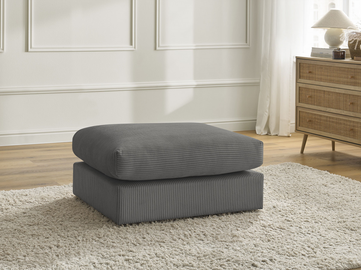 Canapé d'angle fixe EVEREST tissu chiné - Orange - Angle droit - 10 coussins