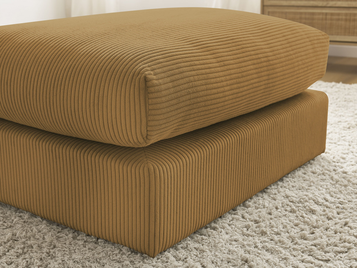 Canapé d'angle fixe EVEREST tissu chiné - Orange - Angle droit - 10 coussins