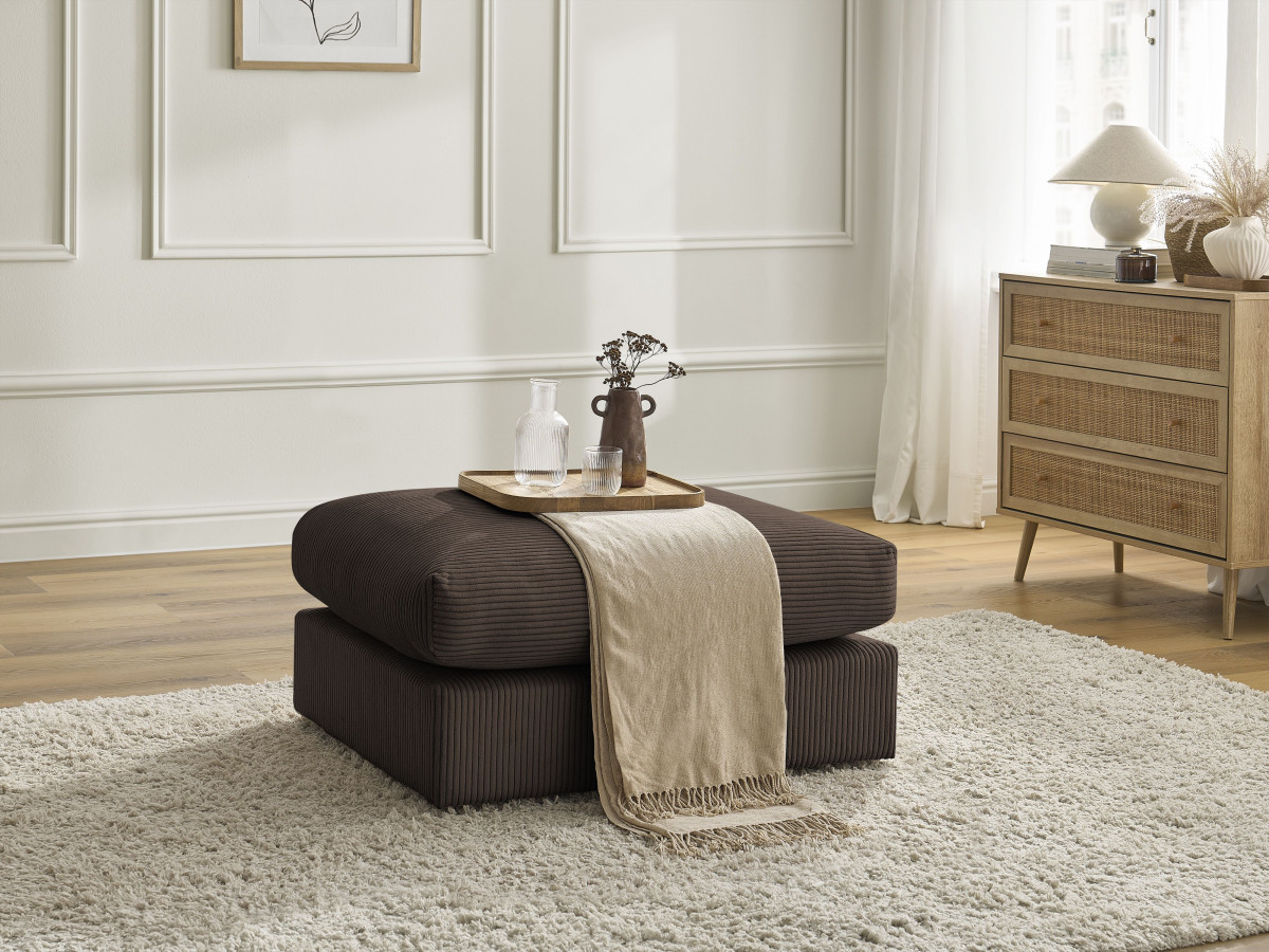 Pouf pour canapé modulable PARIS velours côtelé marron   BOBOCHIC 1 places