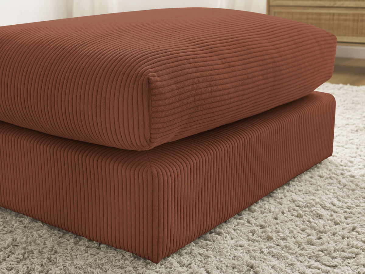 Canapé d'angle fixe EVEREST tissu chiné - Orange - Angle droit - 10 coussins