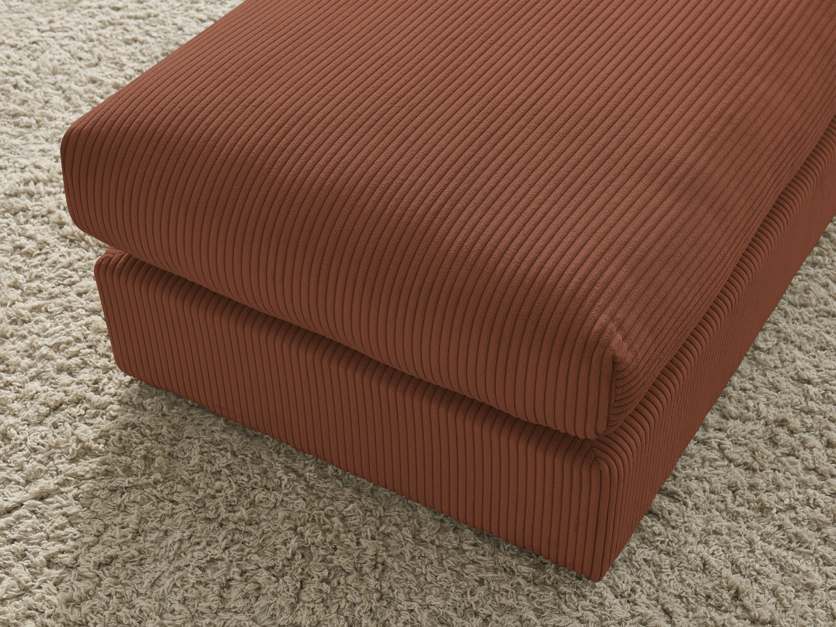 Canapé d'angle fixe EVEREST tissu chiné - Orange - Angle droit - 10 coussins