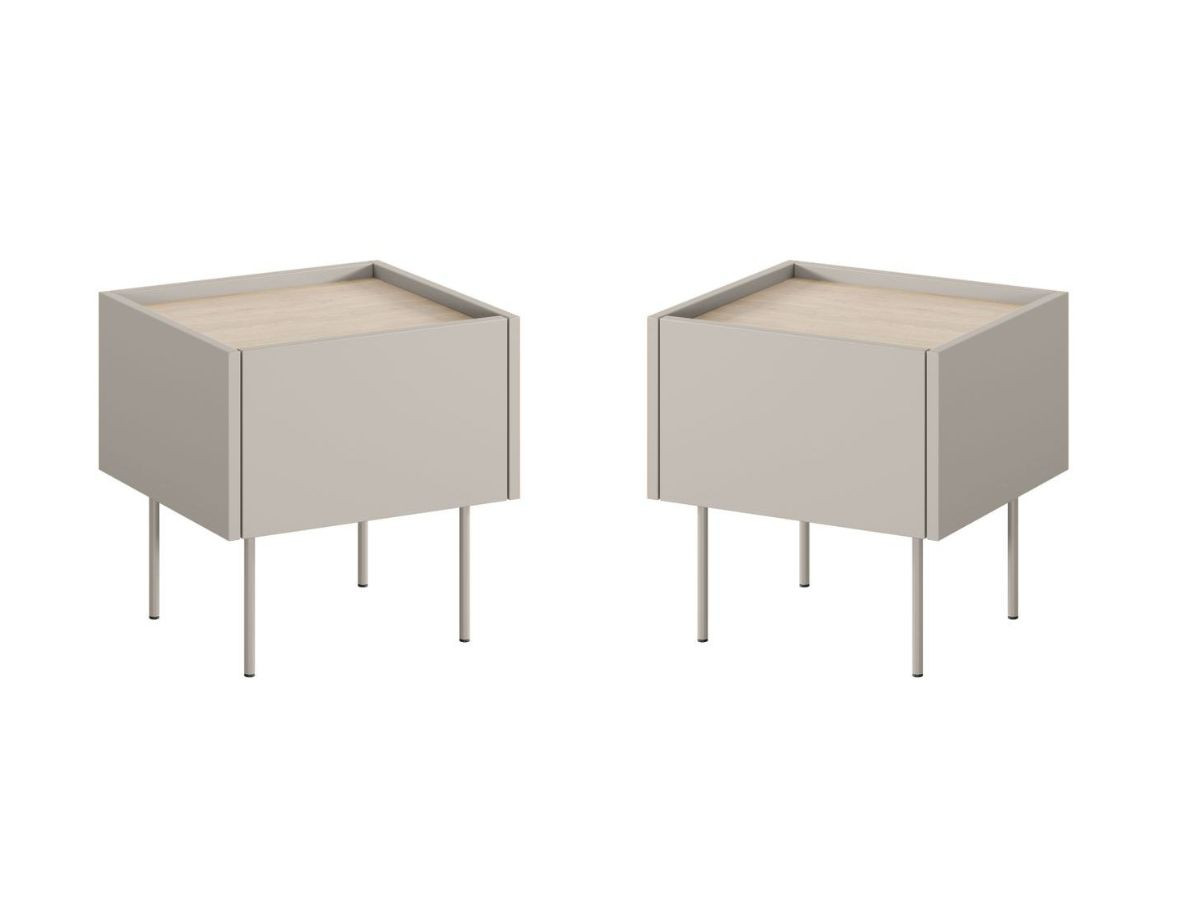 Lot de 2 chevets 1 tiroir ATLAS beige — vue 4