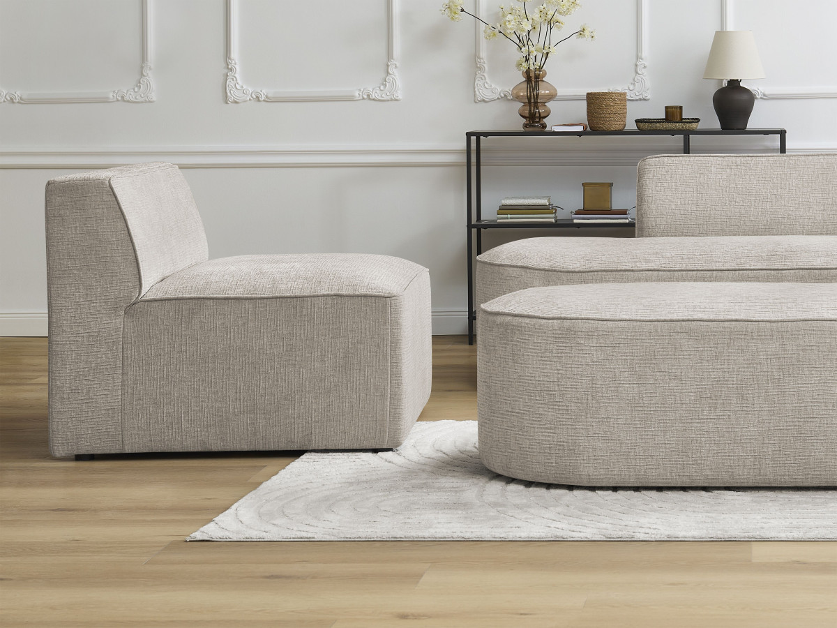 Rousseau chauffeuse pour canapé modulable 1 place tissu texturé beige - Vue supplémentaire 3