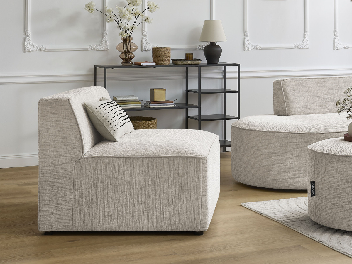 Rousseau chauffeuse pour canapé modulable 1 place tissu texturé beige - Vue supplémentaire 2