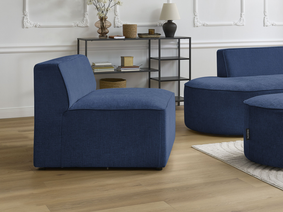 Chauffeuse 1 place pour canapé modulable ROUSSEAU texturé bleu foncé — vue 6