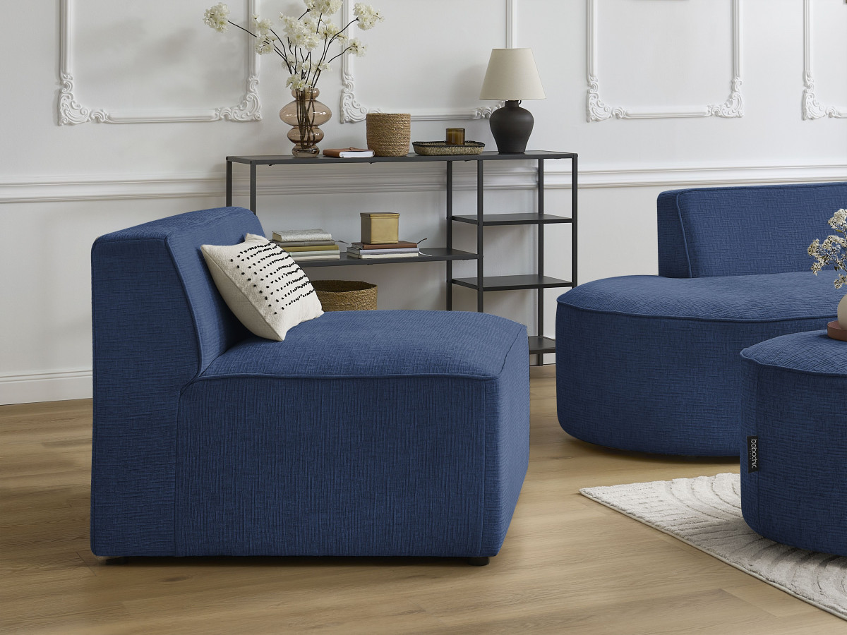Chauffeuse 1 place pour canapé modulable ROUSSEAU texturé bleu foncé — vue 4