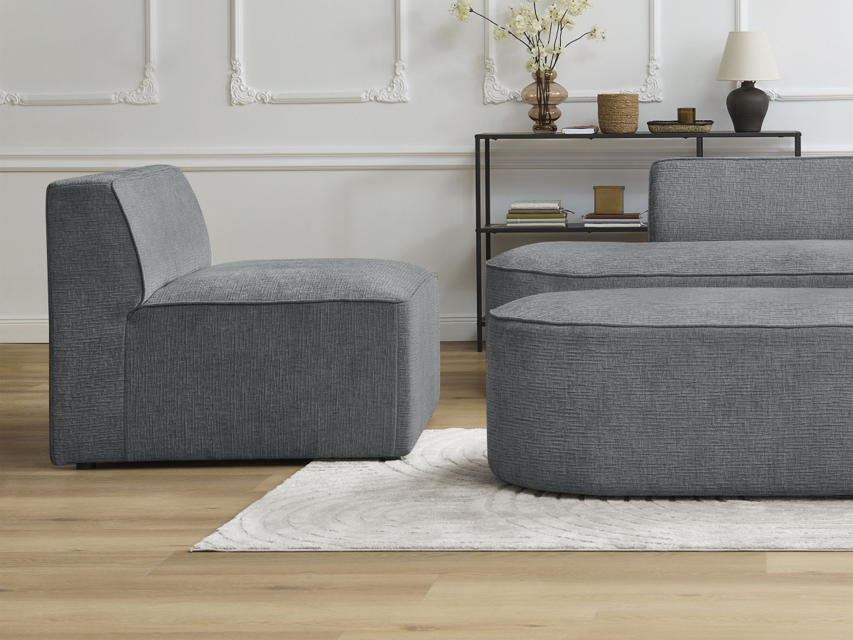 Rousseau chauffeuse pour canapé modulable 1 place tissu texturé gris foncé - Vue supplémentaire 3