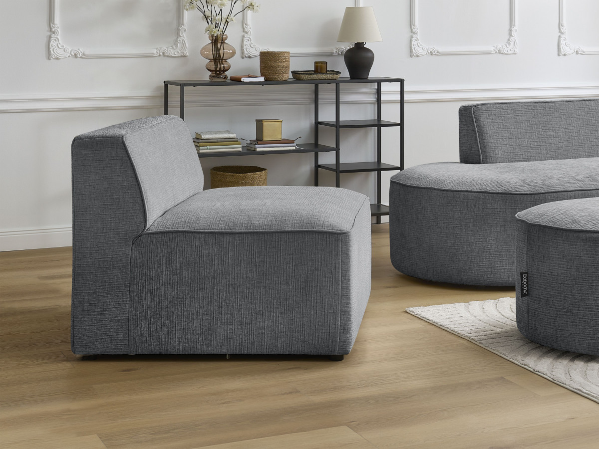 Chauffeuse 1 place pour canapé modulable ROUSSEAU texturé gris foncé — vue 6