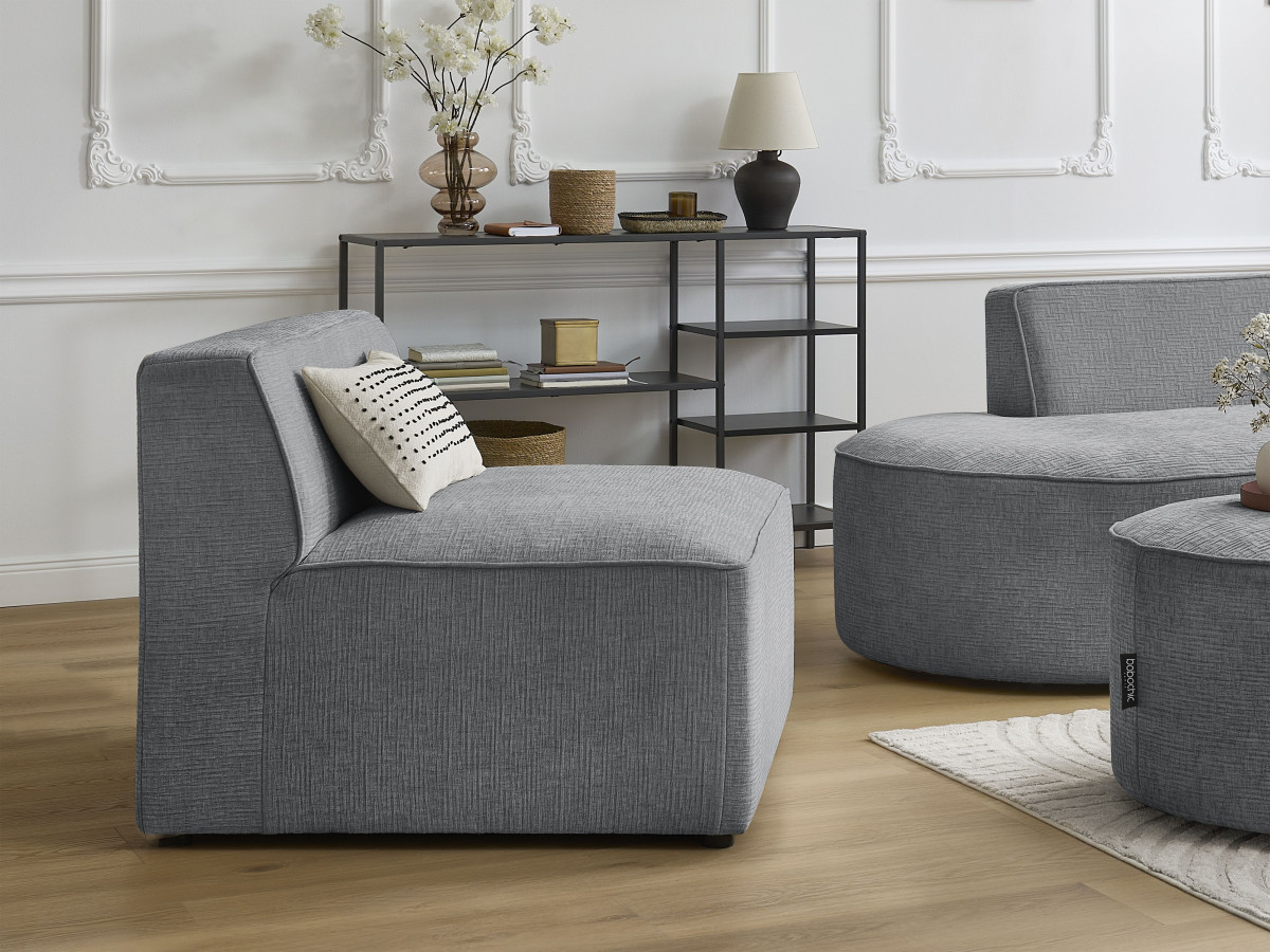 Rousseau chauffeuse pour canapé modulable 1 place tissu texturé gris foncé - Vue supplémentaire 2