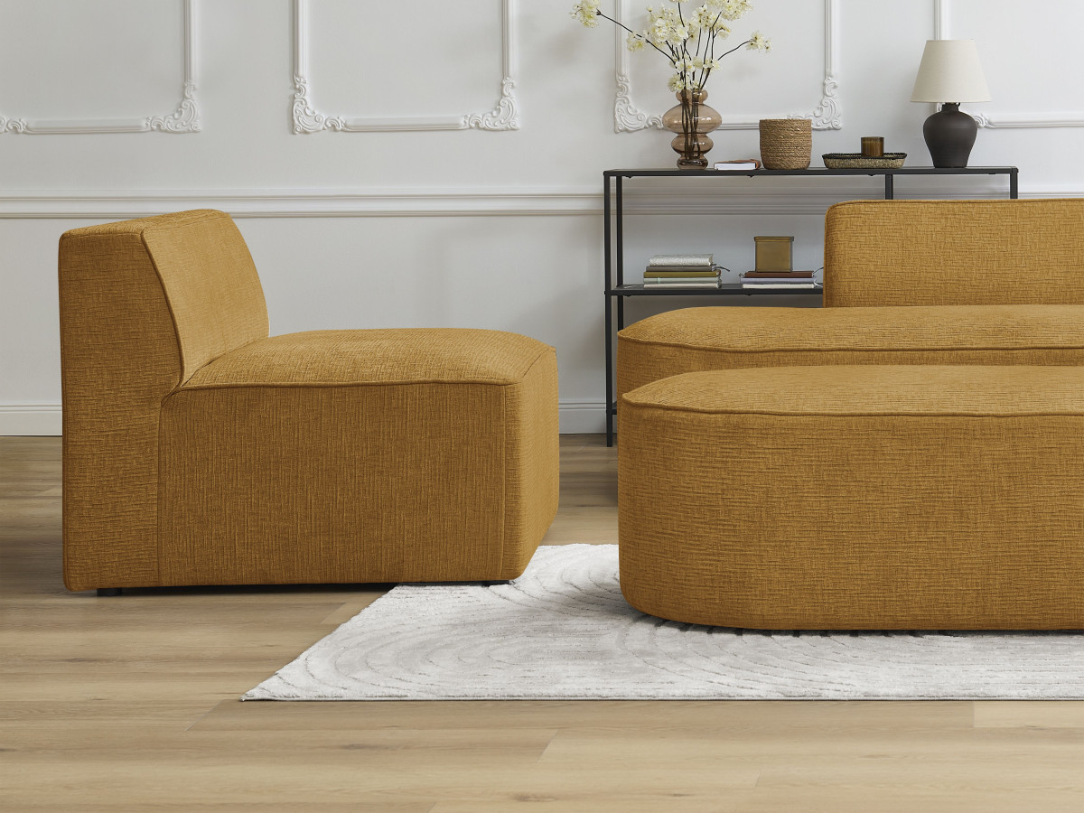 Chauffeuse 1 place pour canapé modulable ROUSSEAU texturé jaune — vue 5