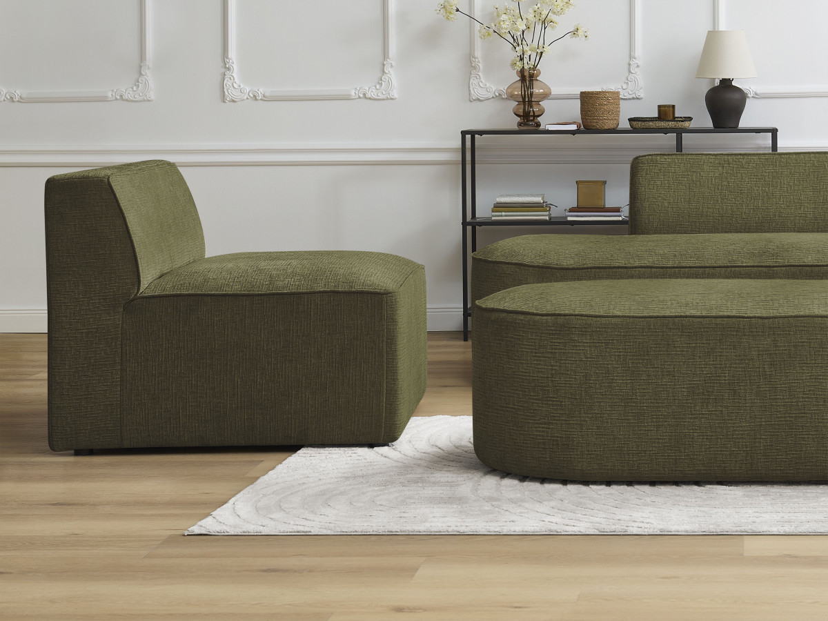 Rousseau chauffeuse pour canapé modulable 1 place tissu texturé vert - Vue supplémentaire 3