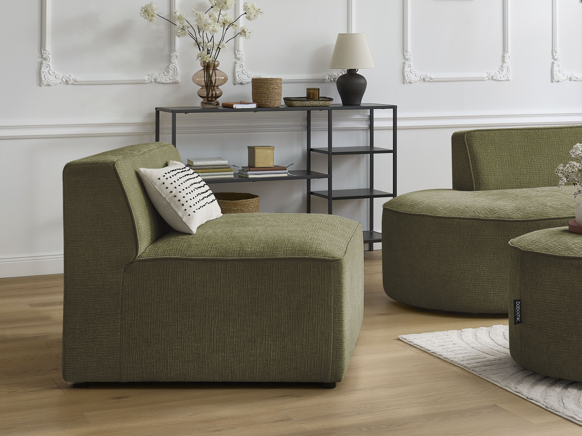 Rousseau chauffeuse pour canapé modulable 1 place tissu texturé vert - Vue supplémentaire 2