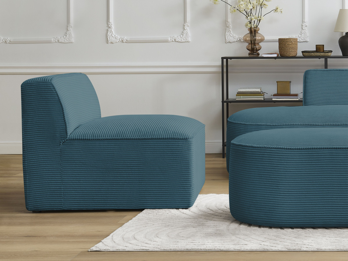 Chauffeuse 1 place pour canapé modulable ROUSSEAU velours côtelé bleu foncé — vue 5