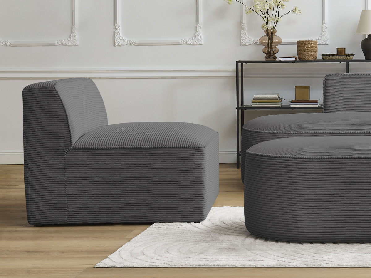 Chauffeuse 1 place pour canapé modulable ROUSSEAU velours côtelé gris foncé — vue 5