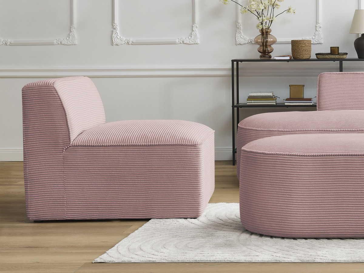 Chauffeuse 1 place pour canapé modulable ROUSSEAU velours côtelé violet — vue 5