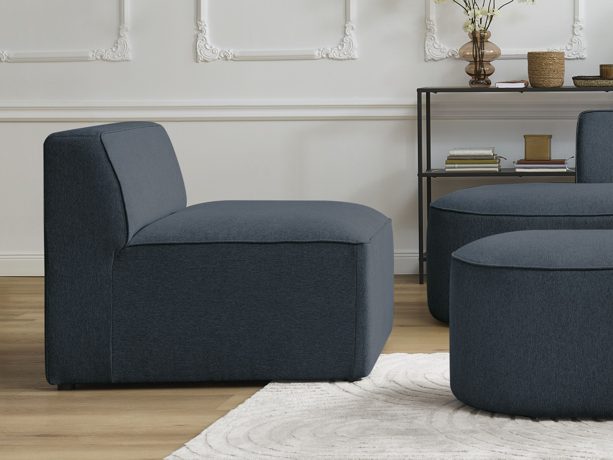 Chauffeuse 1 place pour canapé modulable ROUSSEAU chiné bleu foncé — vue 5