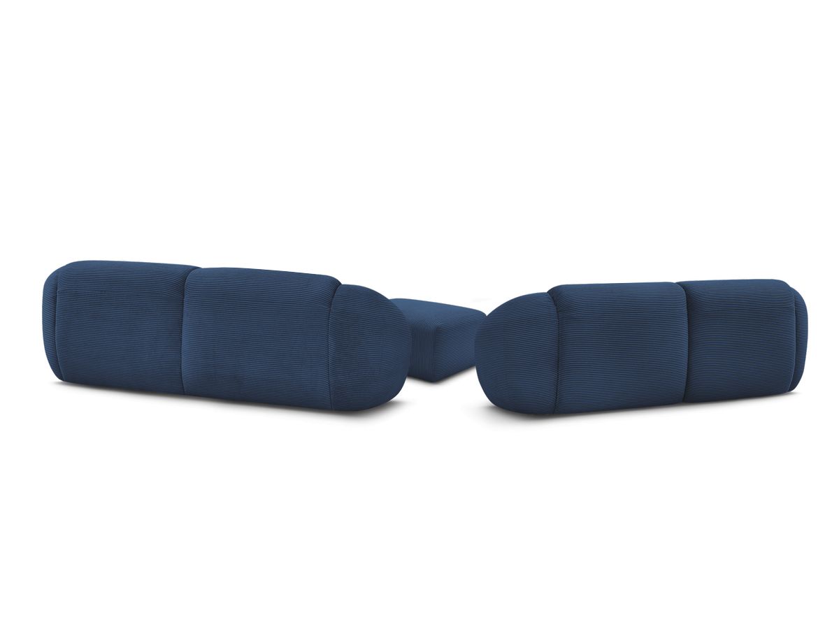 Ensemble canapé droit fixe 3 + 2 places + fauteuil TINA velours côtelé avec pouf
