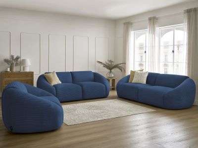 Ensemble canapé droit fixe 3 + 2 places + fauteuil TINA velours côtelé