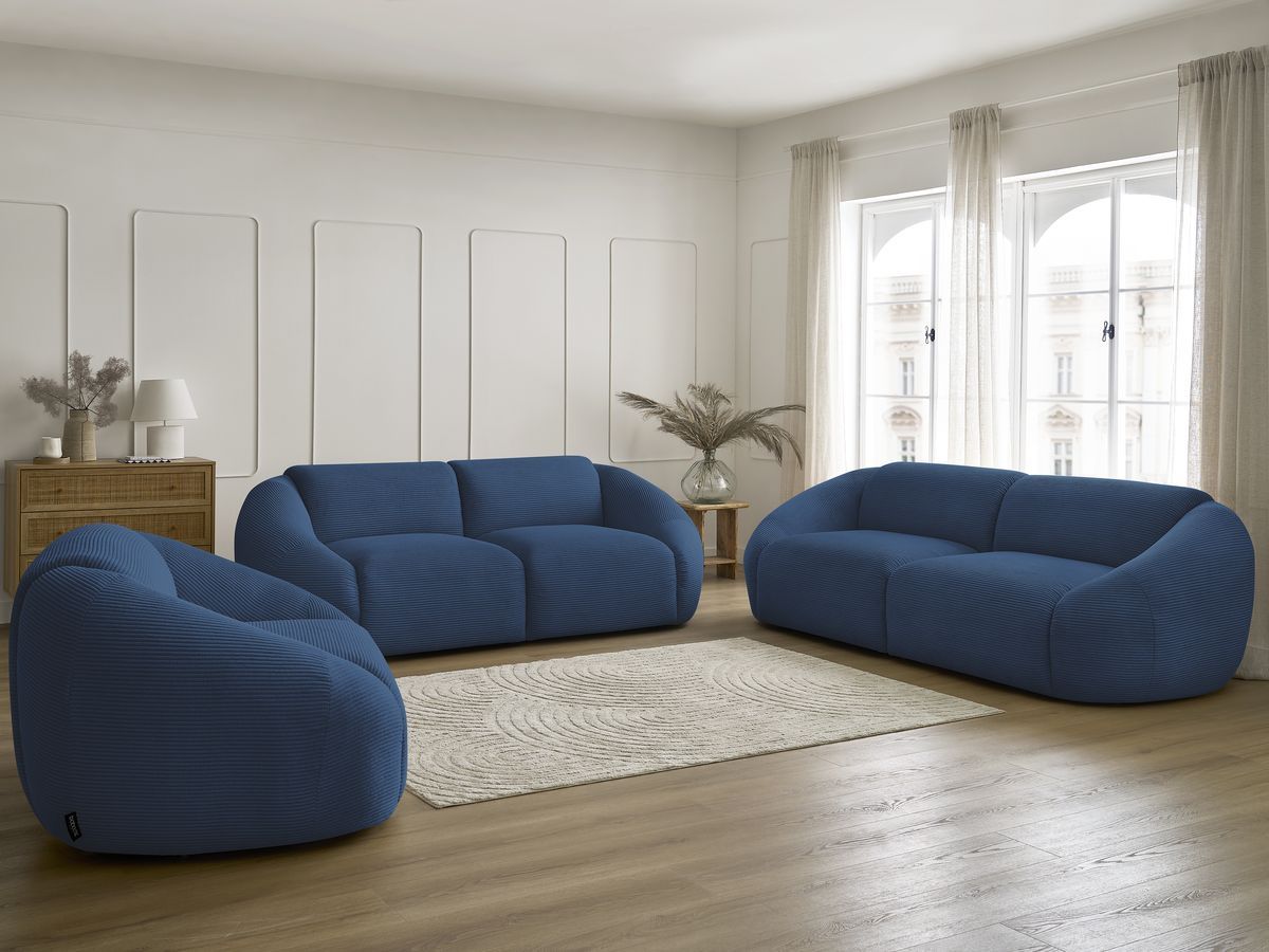 Vaste rechte bankstel 3 + 2 plaatsen + TINA corduroy fauteuil