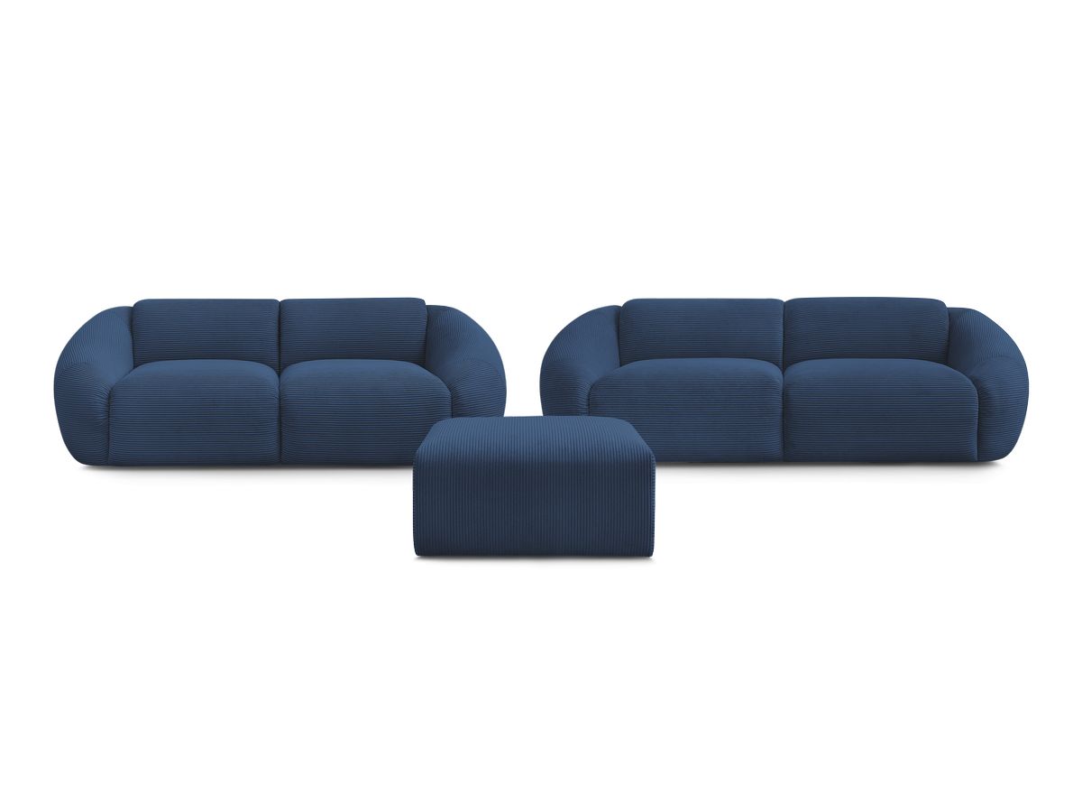 Ensemble canapé droit fixe 3 + 2 places TINA velours côtelé avec pouf
