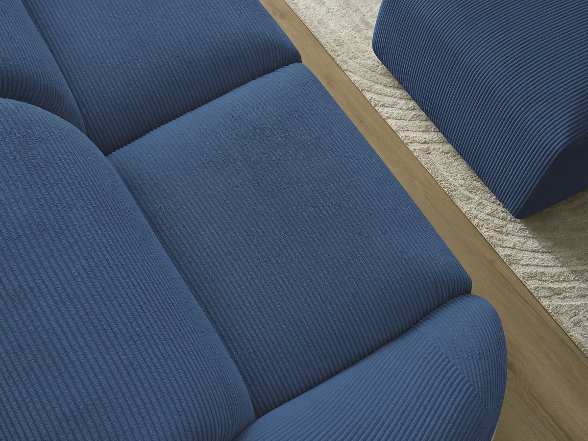 Canapé droit fixe 2 places TINA velours côtelé avec pouf