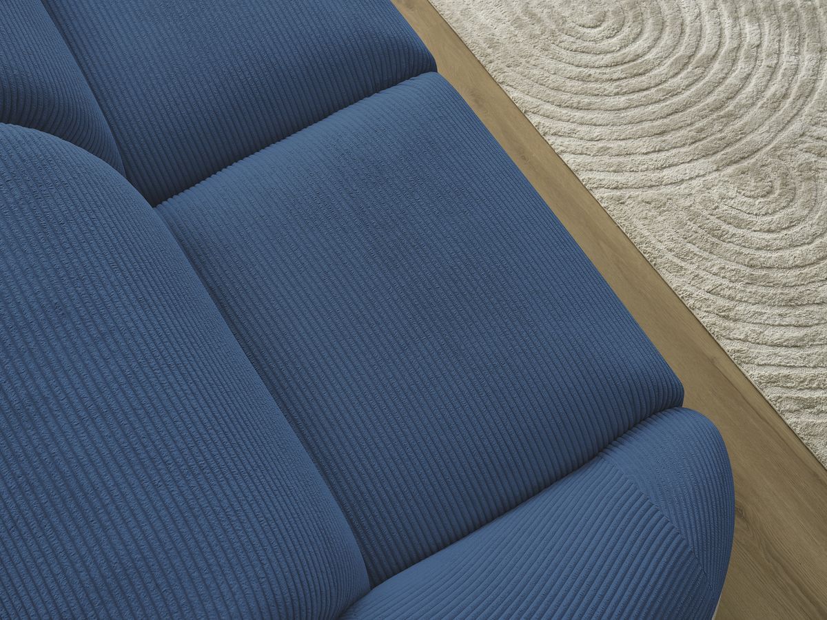 Canapé droit fixe 2 places TINA velours côtelé avec pouf