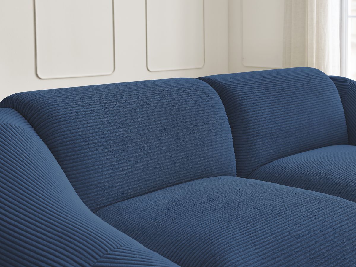Canapé droit fixe 2 places TINA velours côtelé avec pouf