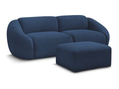 Canapé droit fixe 3 places TINA velours côtelé avec pouf