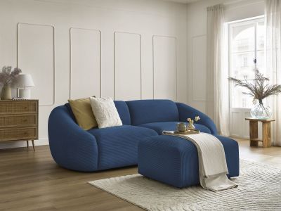 Canapé droit fixe 3 places TINA velours côtelé avec pouf